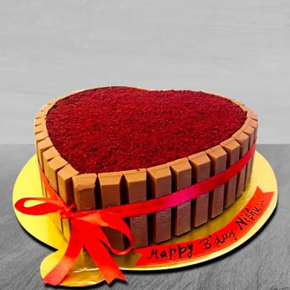 Velvety Kitkat Heart Cake